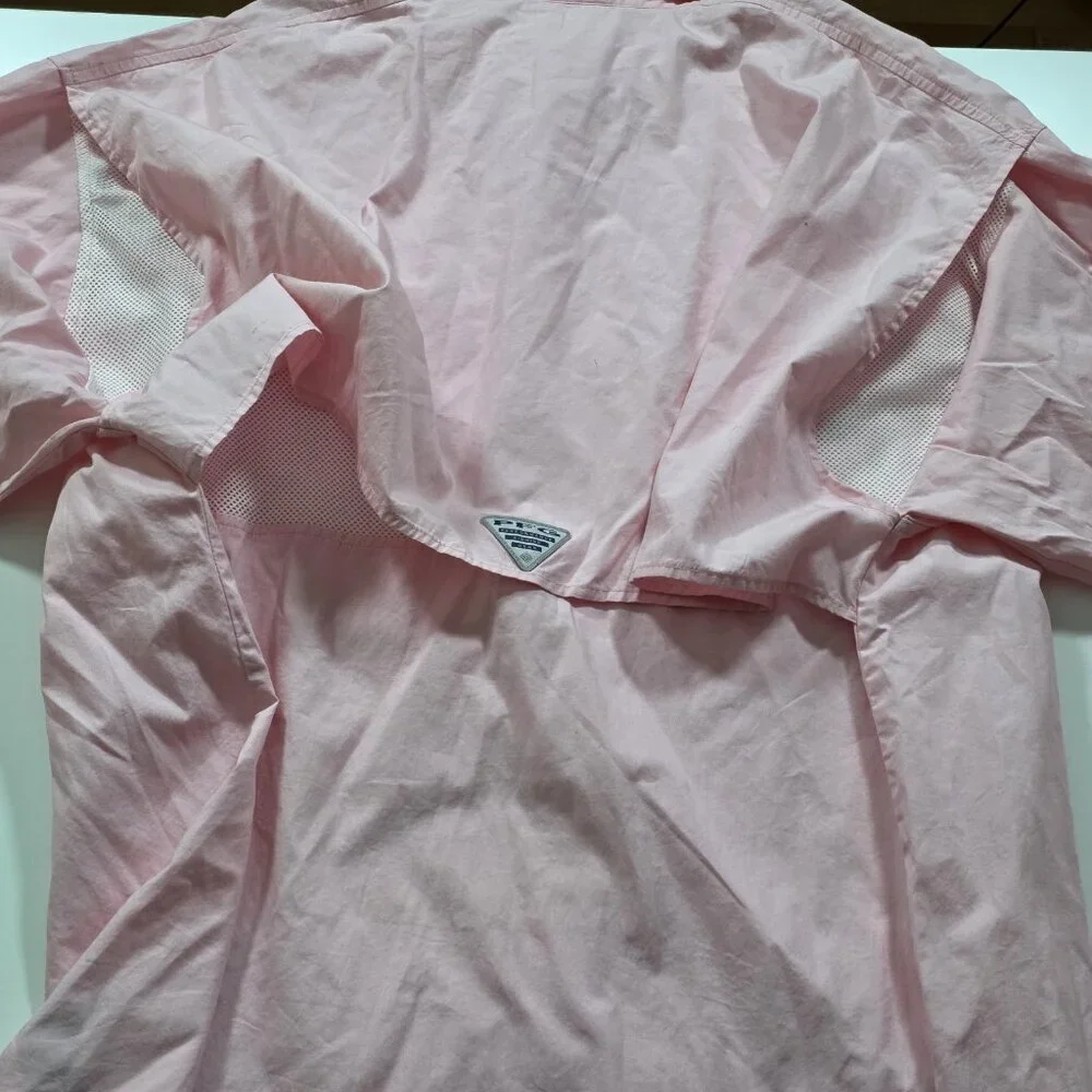 Columbia PFG Fishing Shirt Men XXL Pink Long Sleeve Bonehead Mesh Pockets FM7120